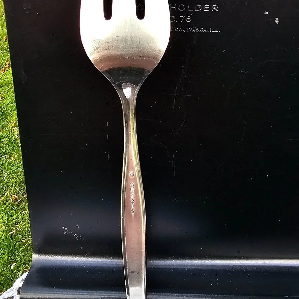 Gorham stainless steel vintage cold meat serving fork poss Fabrique pattern 1967